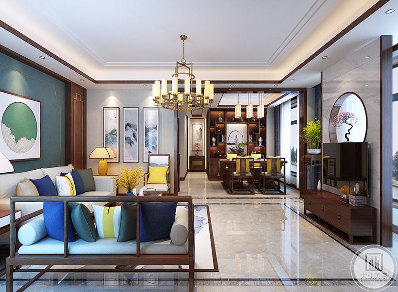 客厅 在空间色彩材质的设计上尽可能让空间显得大而通。