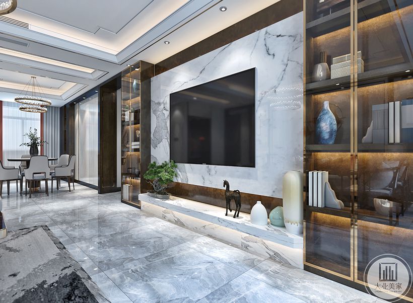 客厅 将传统建筑中的元素进行提炼和创新，与现代简约感完美结合