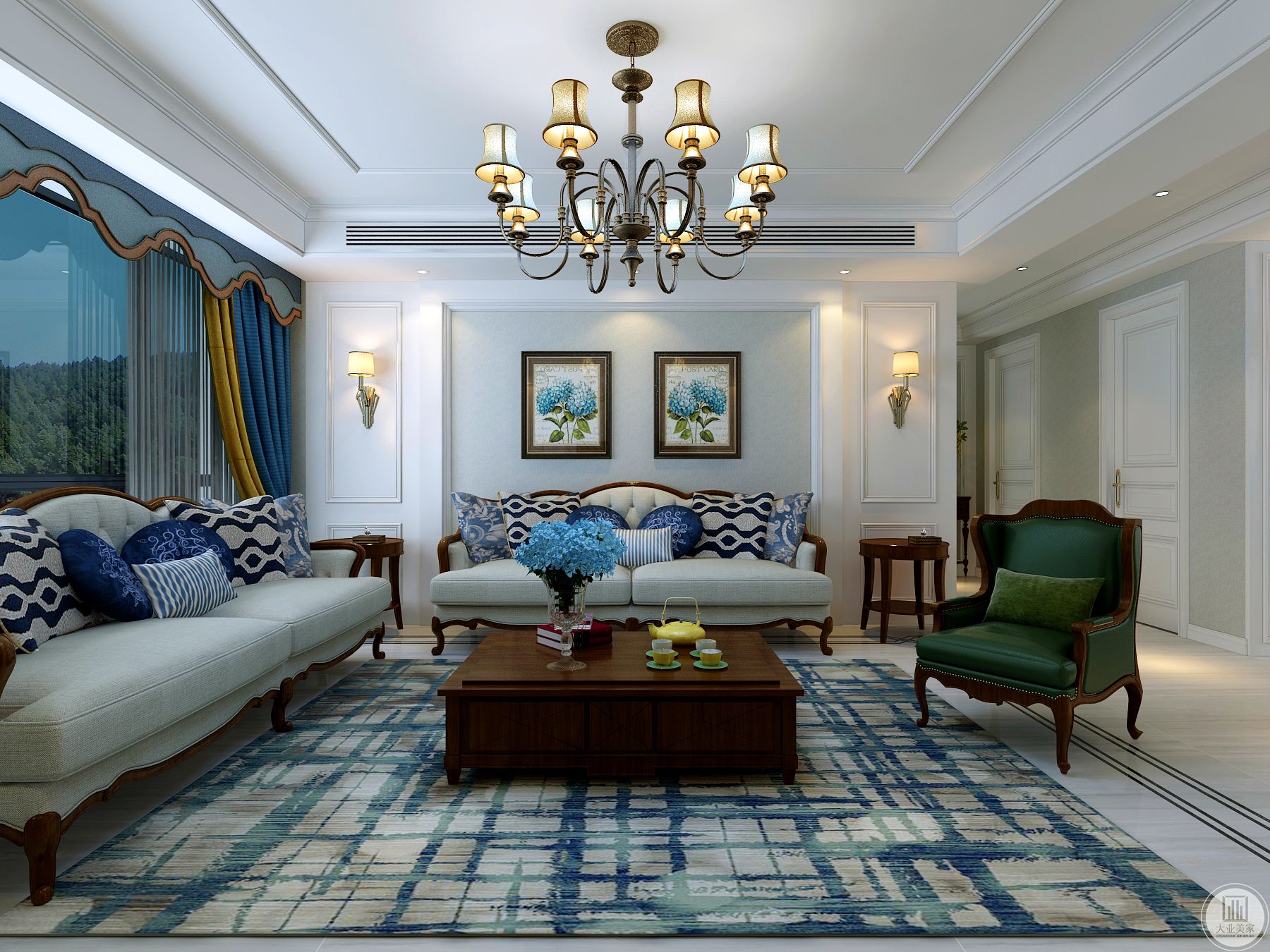 客厅 软装上采用了统一木色和面料颜色。突出实木和亚麻材质的质朴和舒适。