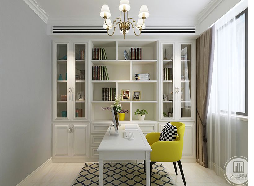 书房 书房设计满足正常收纳的同时，半开放柜体设计提升整体空间的层次效果。