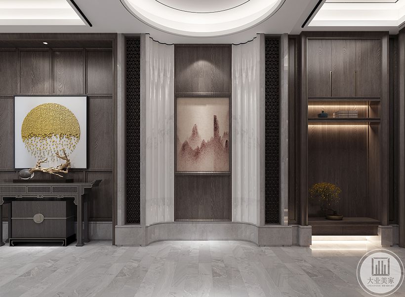 入户门厅围合设计，整体空间宽敞大方，聪明现代优雅的气质感。