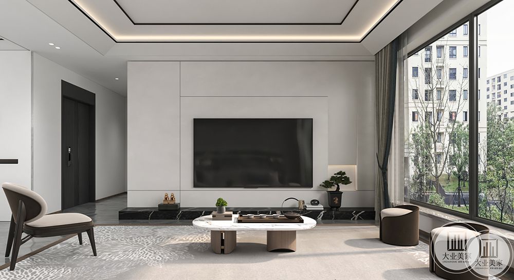 中式元素的造型、饰品与现代风的客厅搭配和谐自然