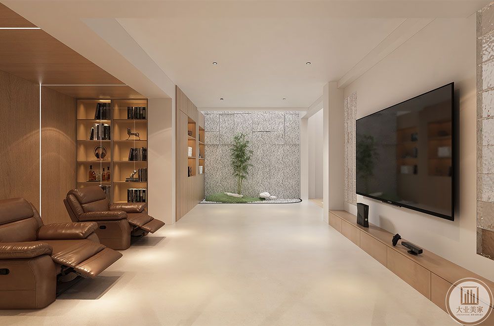 客厅采用浅木纹色与浅色地砖瓷砖自然纹路搭配，简约大气让客厅空间更加舒适温馨，通透的隔断让空间减少压抑感拉伸房屋的空间，增加空间层次