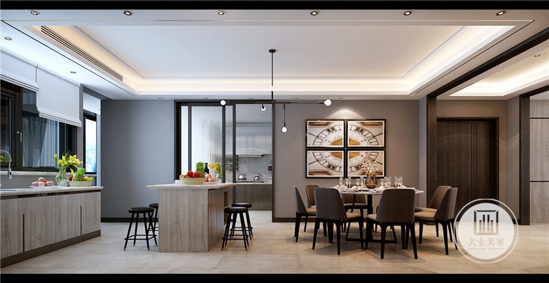 居室空间的利用率达到最高,开放式厨房与餐厅完美衔接，淡、白色吊顶、素色地面亦能展现代风格的明快与冷调。