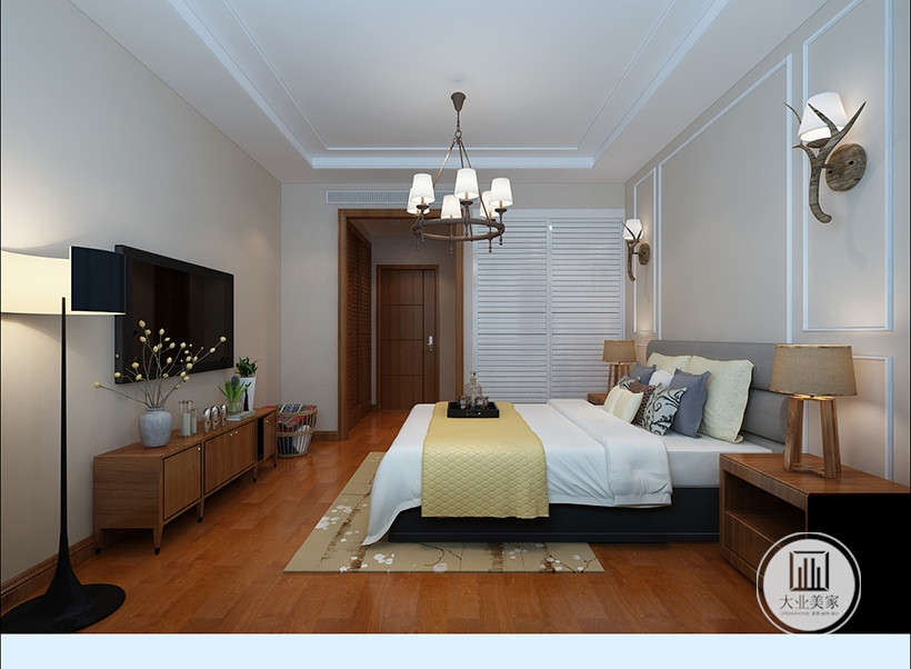 房间底色大多采用白色、淡色为主，家具地板则是白色或深色，保持了系列，风格统一。同时，床品布艺的面料和质感很重要，柔软顺滑的丝质面料会显得更加高贵。